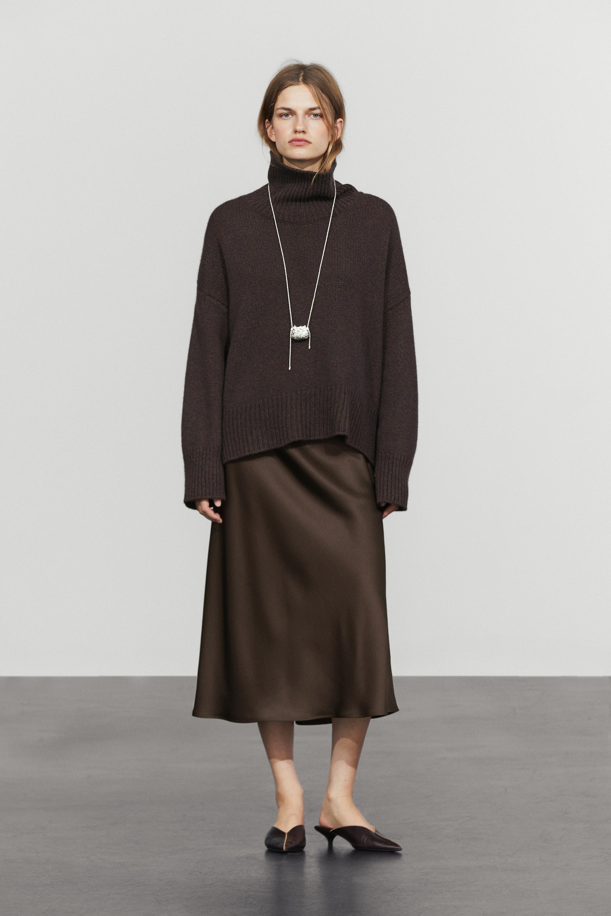 Satin midi skirt